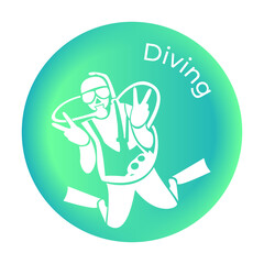 Icon Diving from the Sea set. Vector illustration. Vector illustration