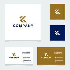 K letter logo template and business cards