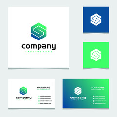 letter S logo template and business cards