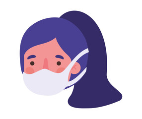 woman head with mask design of medical care and covid 19 virus theme Vector illustration
