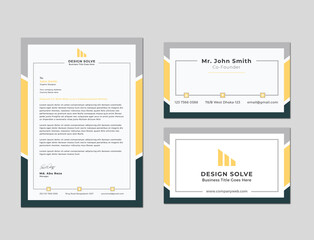 yellow Letterhead with business card design
