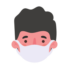 man head with mask design of medical care and covid 19 virus theme Vector illustration
