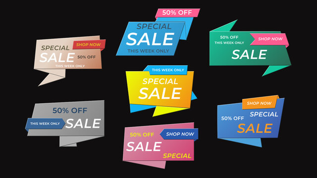 Multicolored Sales Banners Title Overlay