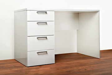 Stylish dresser on white background. Furniture for wardrobe room