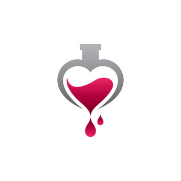 beaker and love logo design