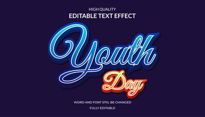 youth day text effect, editable cartoon text style effect.