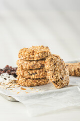Homemade granola cookies.
Healthy snack full of dietary fiber and nutrients.