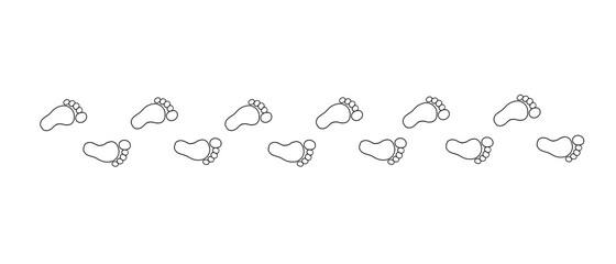 Fußabdruck schwarz weiß Füße barfuß Schritte Reihe an Schritten Barfußpfad Kette Füßchen Kinderfüße Junge Mädchen Symbol Logo Design Vector Vektor Layout Vorlage Template Schritt gehen laufen Zehen 