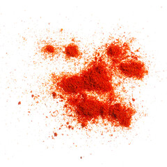 ground red paprika on a white background isolation, top view