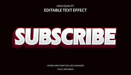 subscribe text effect, editable 3d cartoon text style effect.