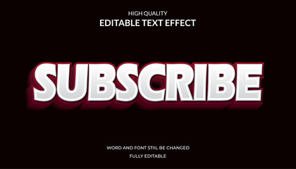 subscribe text effect, editable 3d cartoon text style effect.