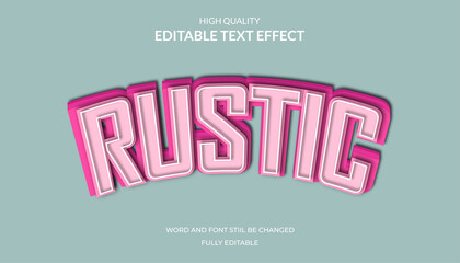 rustic text effect, editable 3d cartoon text style effect.