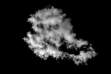 white fluffy cloud isolated on black