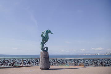 Monumento El Caballito in Mexico seahorse statue in Puerto Vallarta Mexico stock photo 