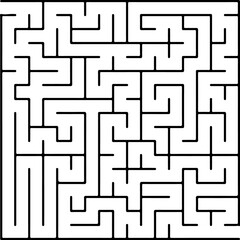 White vector layout with a black maze, riddle. Maze design in a simple style on a white background. Pattern for educational magazines, books.