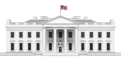 Isolated North View of the White House – – 3D Illustration - obrazy, fototapety, plakaty