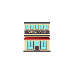 Vector illustration coffee house front facade icon. coffee house building exterior.