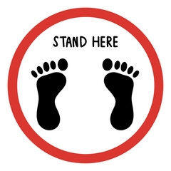 Footprint Sign. Social Distancing Concept for Preventing Coronavirus Covid - 19, Vector Illustration 