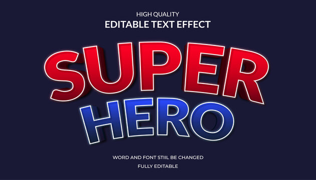 super hero text effect, editable 3d cartoon text style effect.