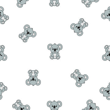 Seamless pattern cute koalas background. Cartoon wild animal design vector illustration isolated on white background