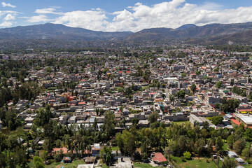 Fototapeta na wymiar Aerial view of Xochimilco town, part of Mexico City