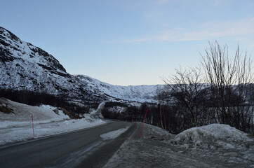 long narrow mountain road in northern norway