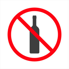 No alcohol sign, prohibition sign, prohibition on a white background