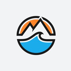 mountain and ocean vector template logo
