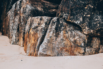 sand and rocks in jungle beach Sri Lanka