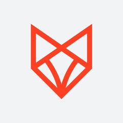 Fox head monoline logo design