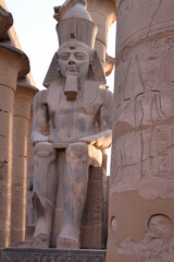 ANCIENT EGYPT ART. TEMPLES, STATUES. HIEROGLYPHS AND RELIEFS IN LUXOR. 