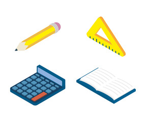 set of education supplies set icons