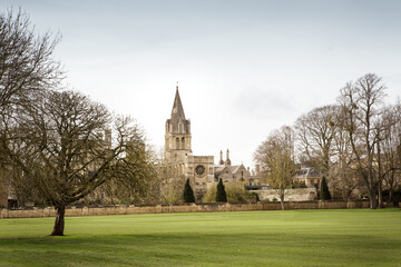 Fototapeta na wymiar playground and Chapel tower of Merton College