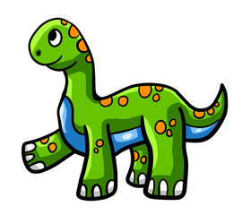Stylized Big Green Happy Dinosaur