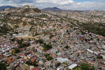 Aerial view of a typical middle-class neighborhood in Naucalpan, Mexico