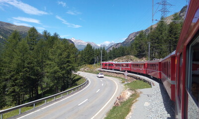 road to the mountains in train