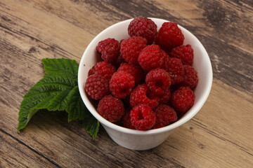 Red bright ripe sweet raspberry