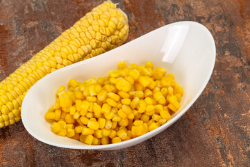 Young corn seeds in the bowl