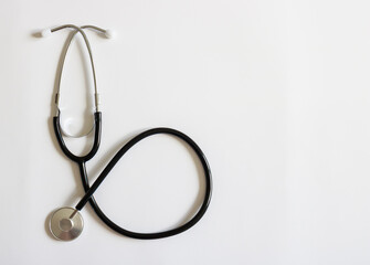 Stethoscope isolated on white, top view. Medical tool