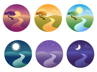 Set of modern beautiful landscape