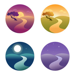 Nature landscapes at different day times