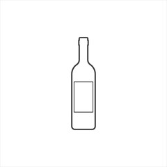 Wine bottle icon or sign. Black silhouette. Vector illustration. Template for restaurant design.