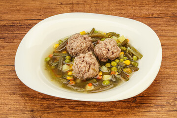 Soup with vegetables and meat balls