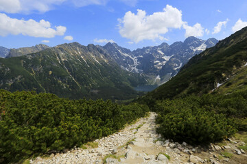 Naklejka na ściany i meble Tourist trail to Morskie Oko lake, Tatra Mountains, Poland