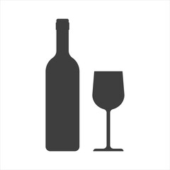 A vector illustration of a wine bottle and glass. EPS10
