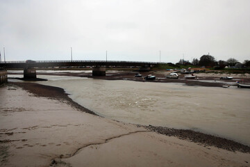 Ader River view by low tide near Shorham-by-Sea, England
