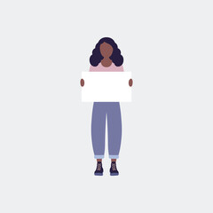 Woman with poster