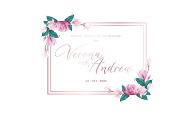 Wedding monogram logo collection. watercolor floral frame for invitation card design