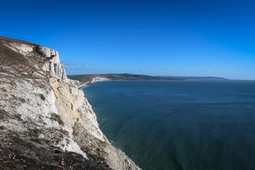 White cliffed rocks of Isle of Wight near Needles, England