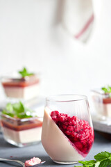 Mediterranean Classic Creamy Dessert - Panna Cotta with Raspberries